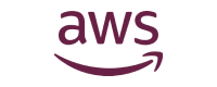Plum color AWS logo on a white background